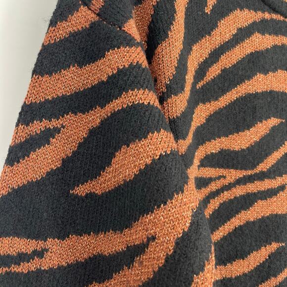 Ann Taylor Mockneck Animal Print Sweater Dress Medium NWT Black Brown Sparkly - Picture 4 of 9